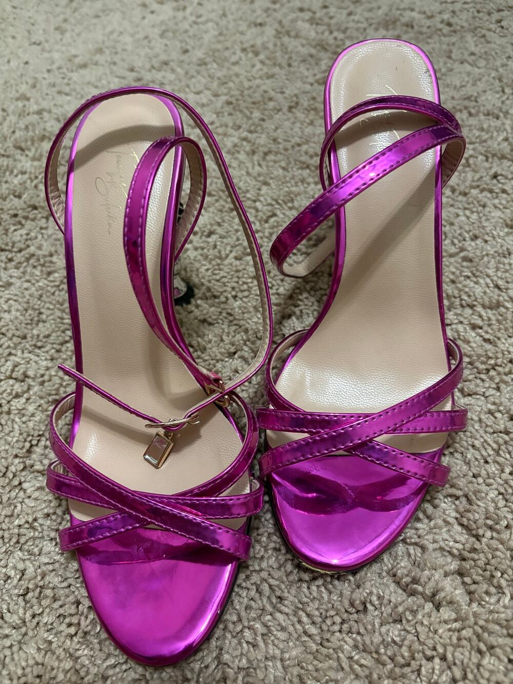 TAVERAS Metallic Heels Magenta Unique Sexy Size 37